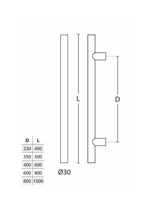 Convex Handle Front Door 1127 Pair 800mm Stainless steel