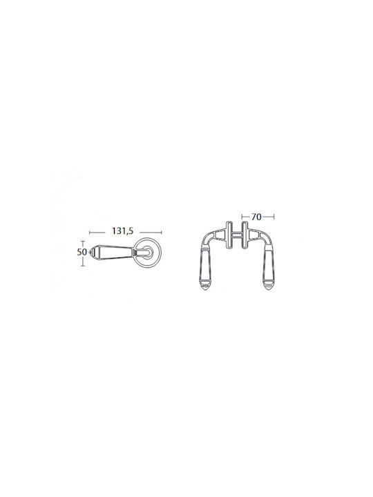 Convex Lever Middle Door with Rosette 695 695RORS93A55 Pair Natural Iron / Crackle