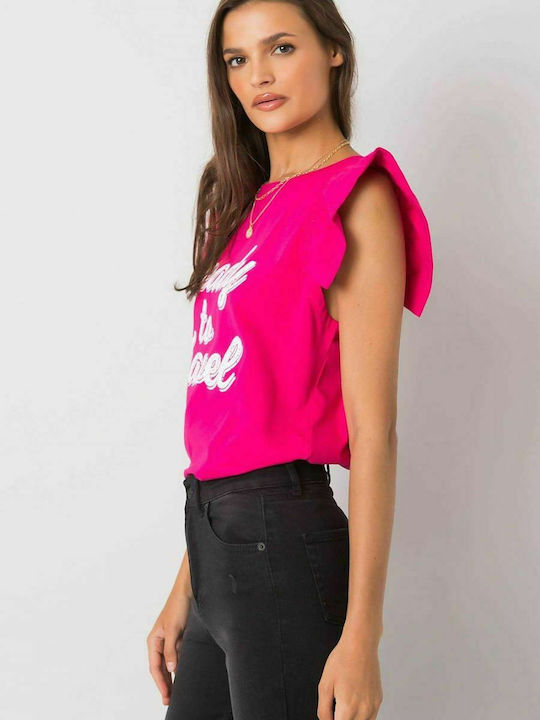 Fancy Women's Summer Blouse Cotton Sleeveless Fuchsia