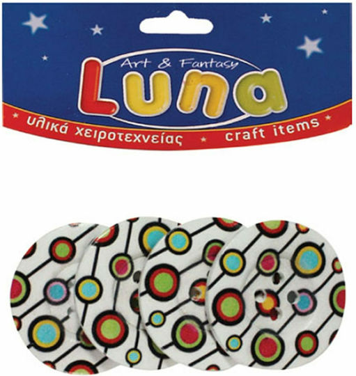 Luna Ξύλινα Κουμπιά 4τμχ (Διάφορα Σχέδια)