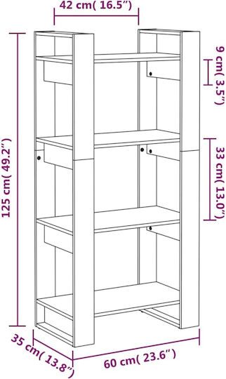 Bibliothek Grau 60x35x125cm