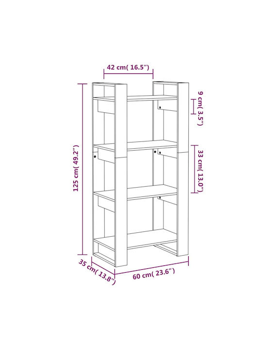 Brown Bookcase 60x35x125cm
