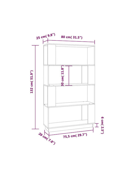 Bibliothek Grau 80x25x132cm