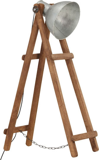 vidaXL Vintage Floor Lamp H110xL28cm with E27 Bulb Socket Silver and Brown