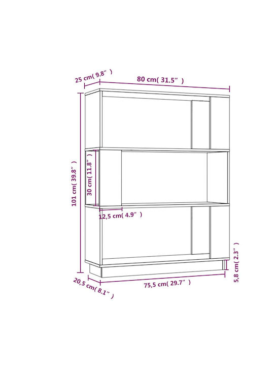 Bookcase Beige 80x25x101cm