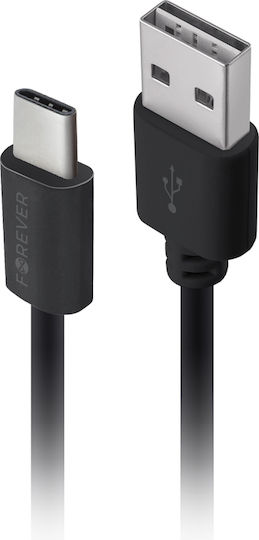 Forever M02 Încărcător Auto 1A cu un Port: 1xUSB împreună cu Cablu Type-C Negru Culoare