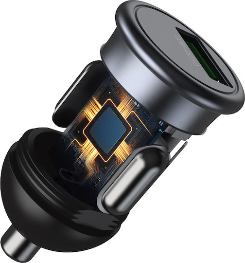 XO CC46 Car Charger 3A with one Port: 1xUSB Gray Color
