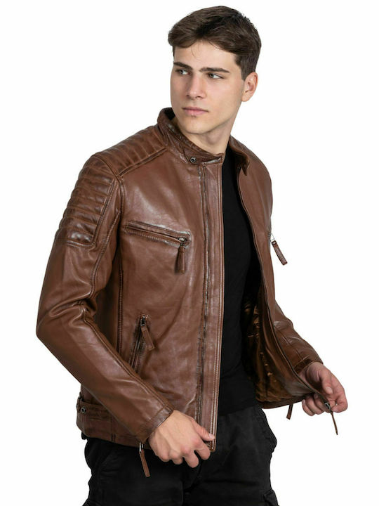 DELTA SHEEP COGNAC - AUTHENTIC MEN'S LEATHER JACKET