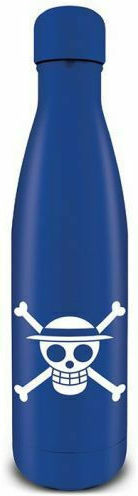 Pyramid International Pirates Emblem Kinder Trinkflasche aus Aluminium Viz Media Untertitel Shogakukan Thermos mit Stroh Blau 540ml