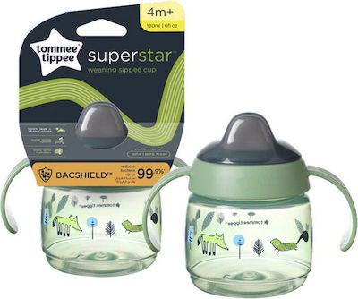 Tommee Tippee Superstar Educational Sippy Cup Plastic with Handles Green for 4m+m+ 190ml 447826