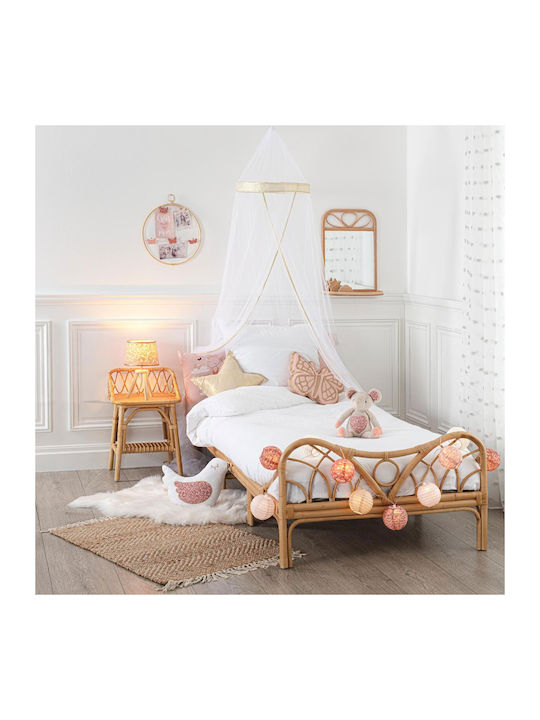 Wooden Kids Bedside Table Jolie Liberty Rattan Beige 37x30x56cm