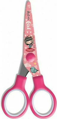 Must My Cute Girl Children's Scissors for Crafts 13.5cm with Metallic Blade Pink