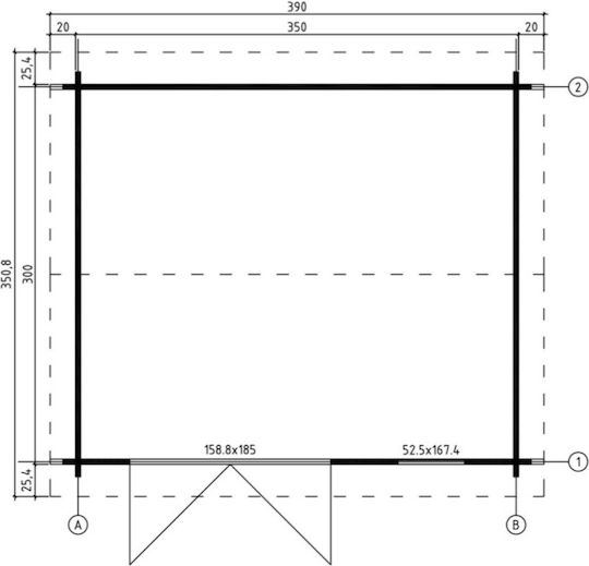 Ξύλινο Σπίτι Φαίδρα Μπεζ Μ3.7xΠ3.2xΥ2.45m