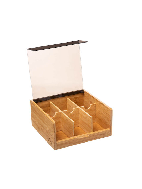 5Five Box for Tea with Lid Wooden Black 22x21x10cm