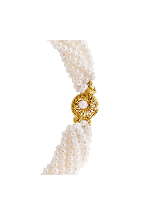 Margaritari Necklace Double from Gold 14K with Pearls