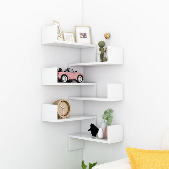 Eckregale Wand White Glossy 2Stück 40x40x50cm