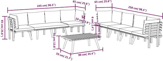 Garten- und Outdoor-Möbelsets 8 Stück Akazie mit Kissen