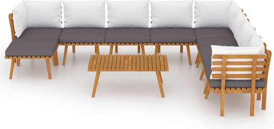 Garten- und Outdoor-Möbelsets 9 Stück Akazie mit Kissen