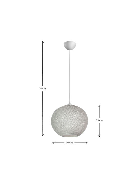 Megapap Gibson Pendant Light White Ball with Socket E27 30x23x70cm