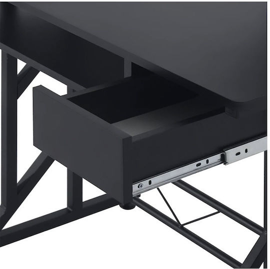 Computer Office Wooden Black with Metal Legs 90x50x95cm