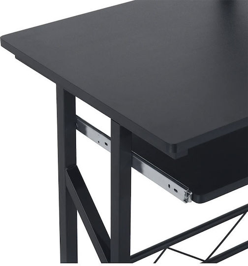 Computer Office Wooden Black with Metal Legs 90x50x95cm
