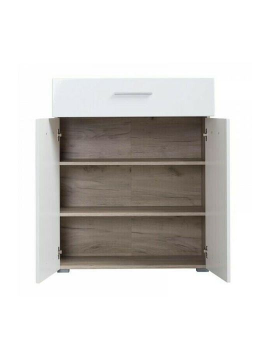 Beny Sideboard Wooden with Drawers Grey Oak / White Lacquer 79x35x97.5cm