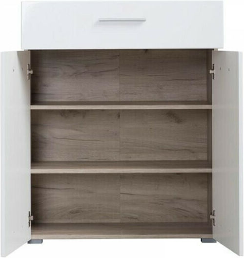 Beny Sideboard Wooden with Drawers Grey Oak / White Lacquer 79x35x97.5cm