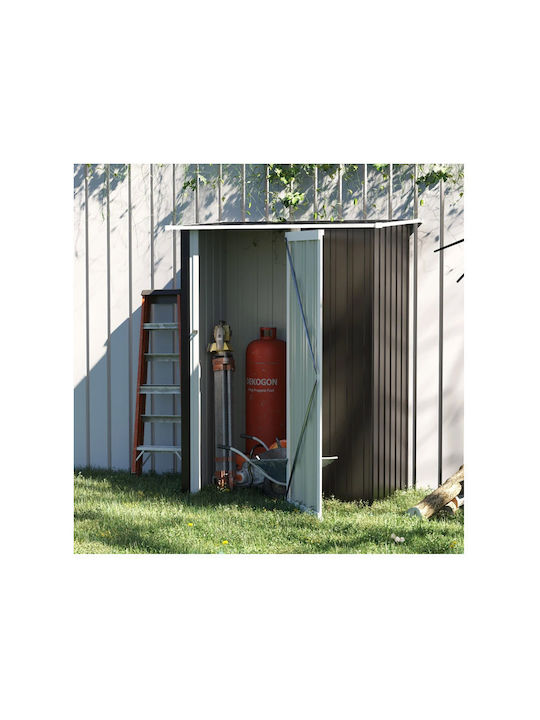 Metallic Galvanized Garden Warehouse with Single-Leaf Door Gray L1.42xW0.84xH1.89cm