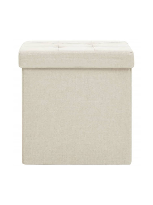 Hocker Für das Wohnzimmer Klappbar Mit Stauraum Gepolstert mit Stoff White Cream 38x38x38cm