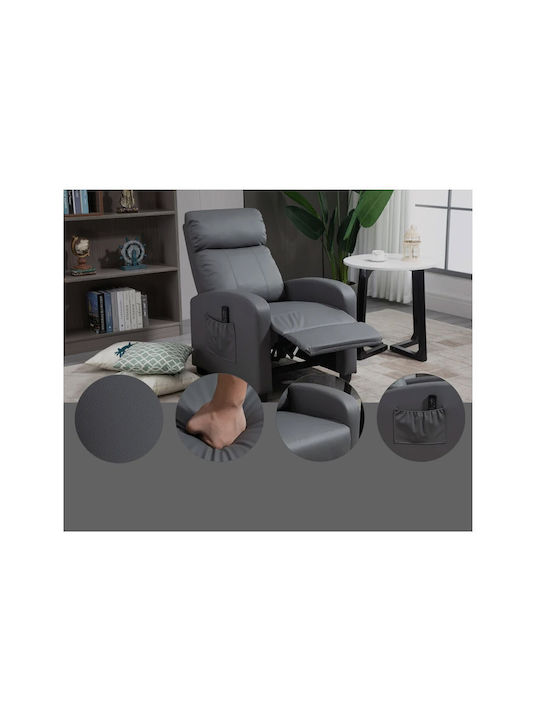 Fotoliu Relax Masaj din Piele Ecologică Gri 68x88x98cm