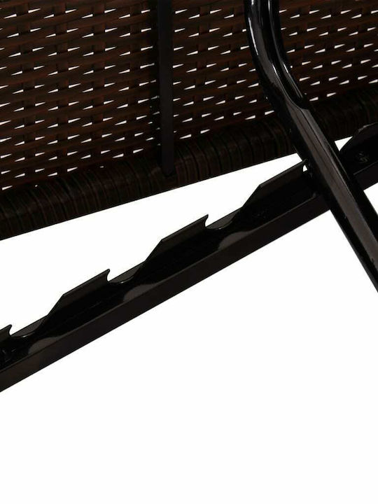 Liegestuhl-Bett Dreisitzer Rattan mit Kissen Braun 200x121x31cm.