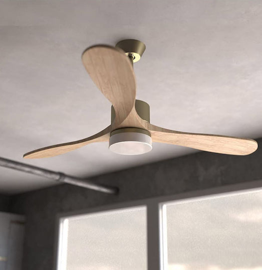 Cecotec EnergySilence Aero 5290 Pro Ceiling Fan 132cm with Light Fixture Beige / Silver