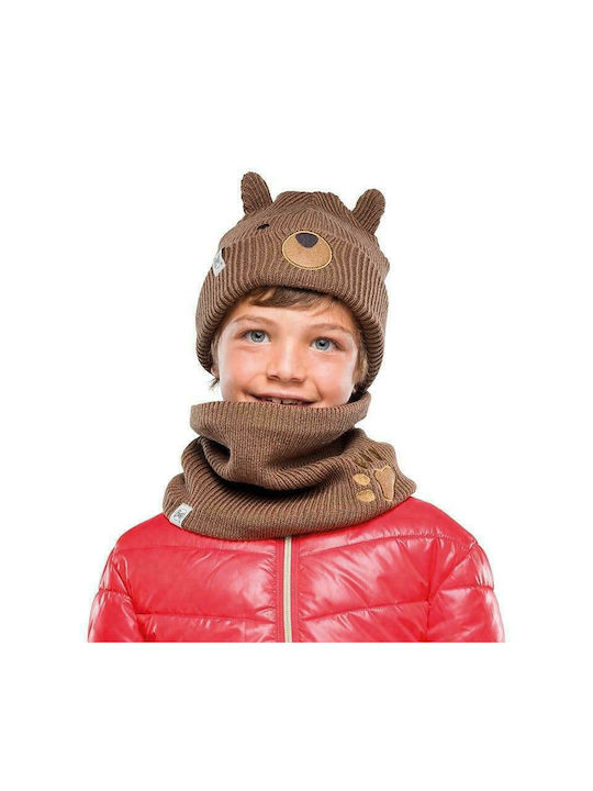 Buff Kids Beanie Knitted Brown