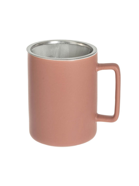 Atmosphera Tasse Keramik mit Deckel Beige 400ml 1Stück