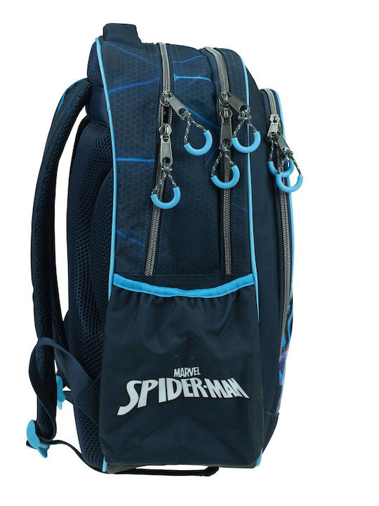 Gim Spiderman School Bag Backpack Elementary, Elementary Blue with Water Bottle Holder 27Liters