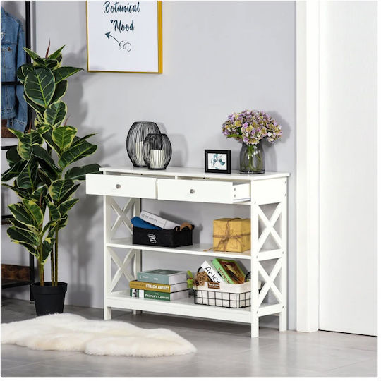Wooden Console Table Λευκό L100xW30.5xH80cm