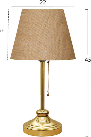 HomeMarkt Metal Table Lamp for Socket E27 with Beige Shade and Gold Base HomeMarkt Metal Table Lamp for Socket E27 with Beige Shade and Gold Base