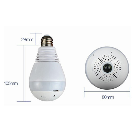 Hidden Camera V380 WiFi Lamp 1080p with Memory Card Slot and Motion Detector