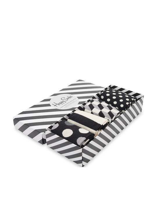 Happy Socks Κάλτσες Μαύρο/Λευκό 4Pack