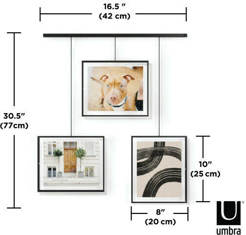 Umbra Exhibit Wall-mounted Multi Picture Frame Metallic Black 3 Pieces