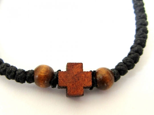 IconsGR Prayer Beads with Cross & Bead Black