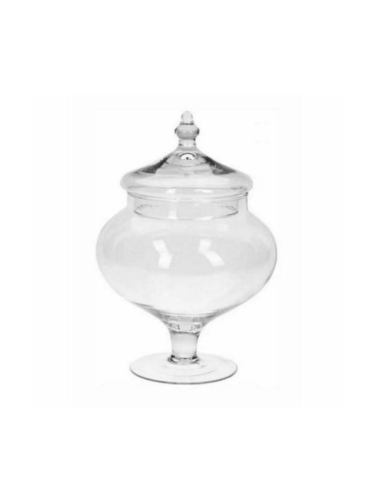 Koopman Glass Sweet Jar Glass with Cap and Foot 17x17x28cm Transparent