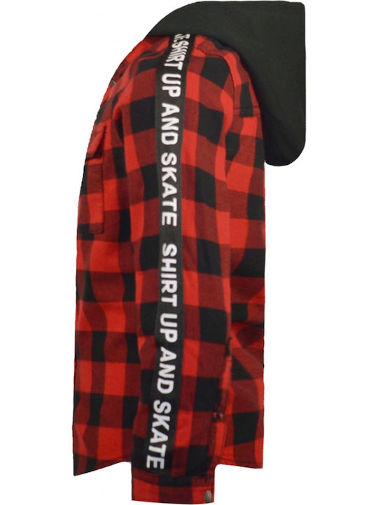 Kids Checked Shirt Long Sleeve Red