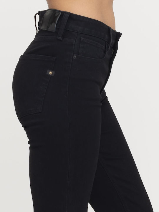 Beatrice Damenjeans Schlaghose in Schlanker Passform Schwarz