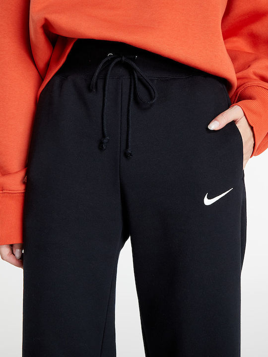 Sportswear High Waist Sweatpants Wide Fleece Black