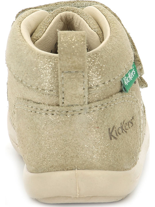 Lederne Kinderstiefeletten mit Klettverschluss Gold