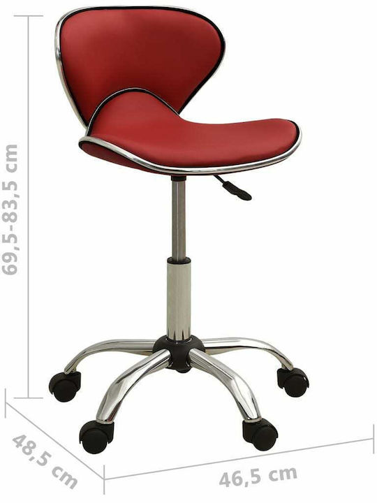 Office Desk Stool with Backrest Burgundy 46.5x48x69cm