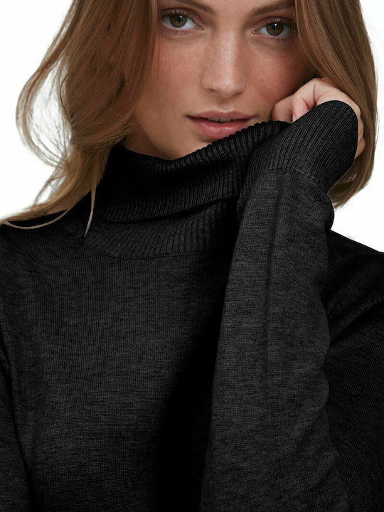 Pimba Women's Long Sleeve Turtleneck Sweater Black