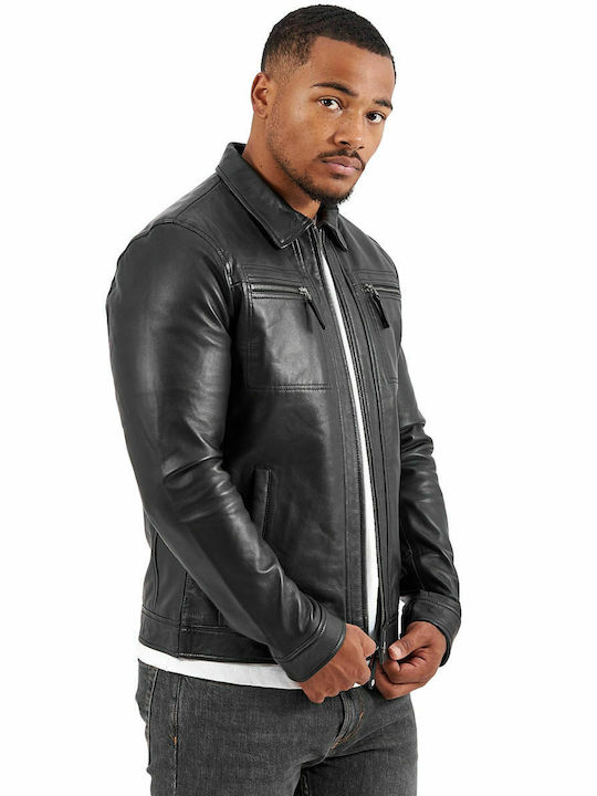 WHISKEY SHEEP BLACK - AUTHENTIC MEN'S BLACK LEATHER JACKET