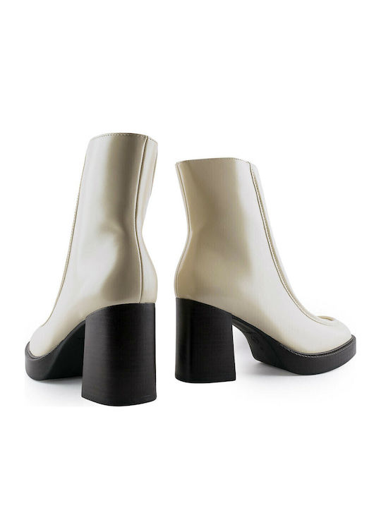 Leder Stiefeletten Damen Beige